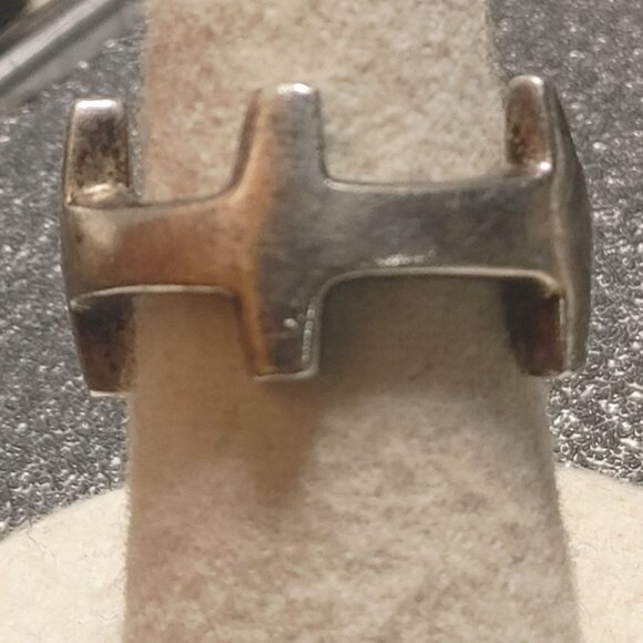 Cross Ring Size 5 Sterling Silver 925 Taxco Mexico Modernist Brutalist Mexican - Picture 9 of 13